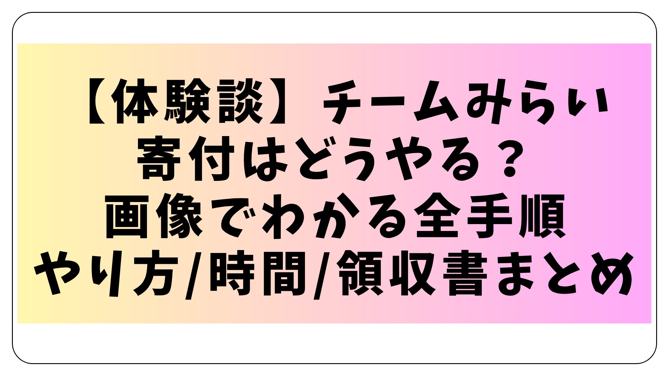 【体験談】チームみらい寄付はどうやる？画像でわかる全手順(やり方/時間/領収書)まとめ