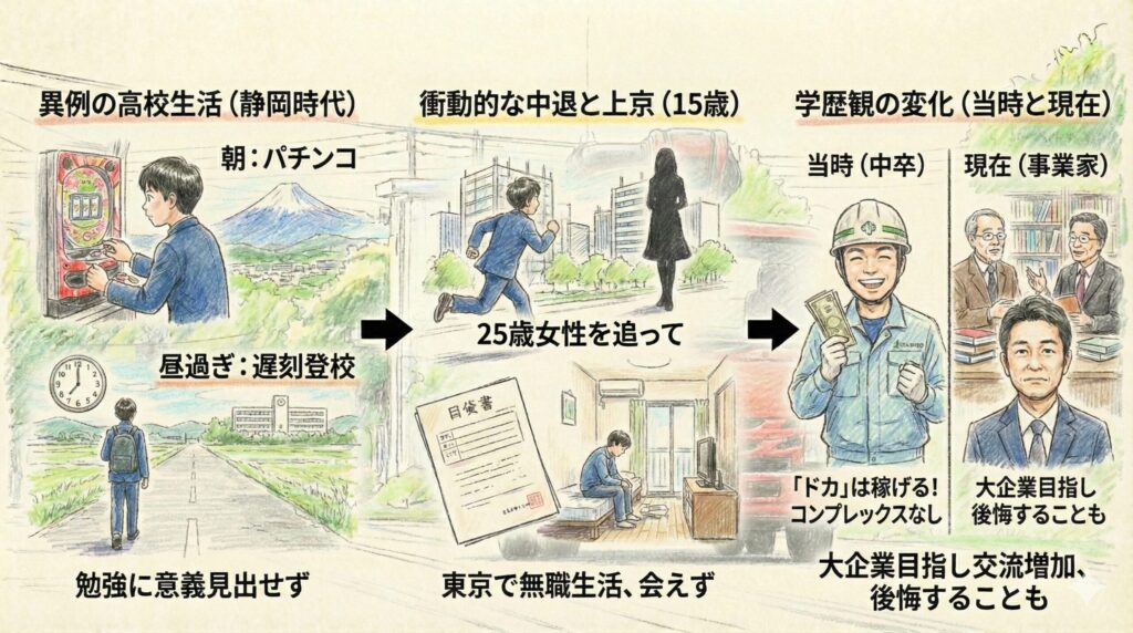 小澤辰矢の小学校から高校時代のエピソードにまつわる図解画像