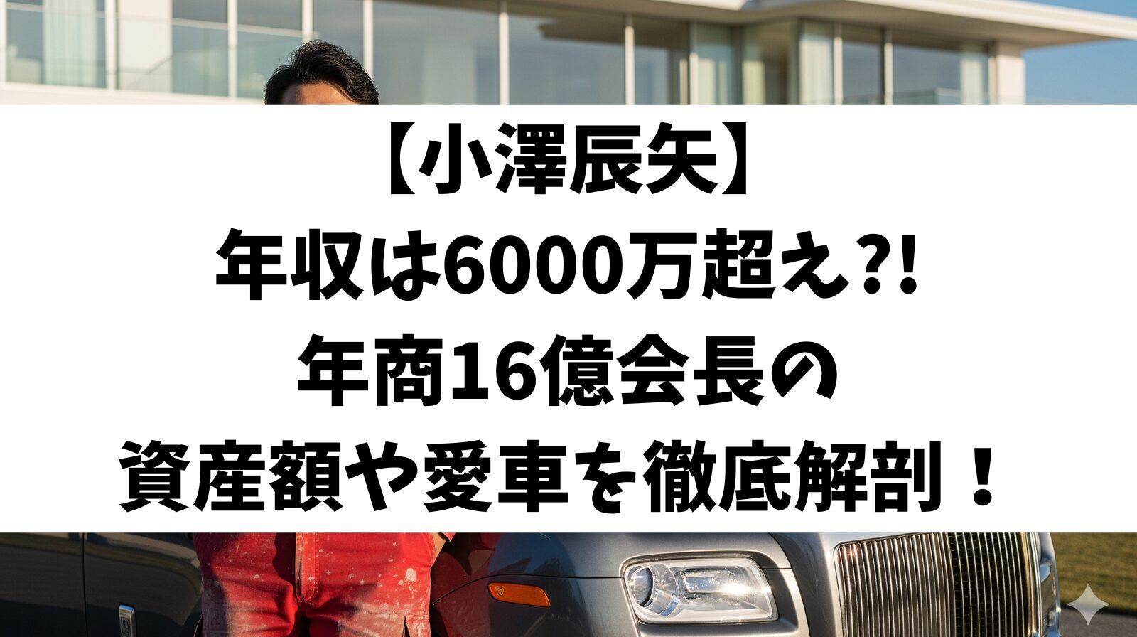 【小澤辰矢】年収は6000万超え?!年商16億会長の資産額や愛車を徹底解剖！