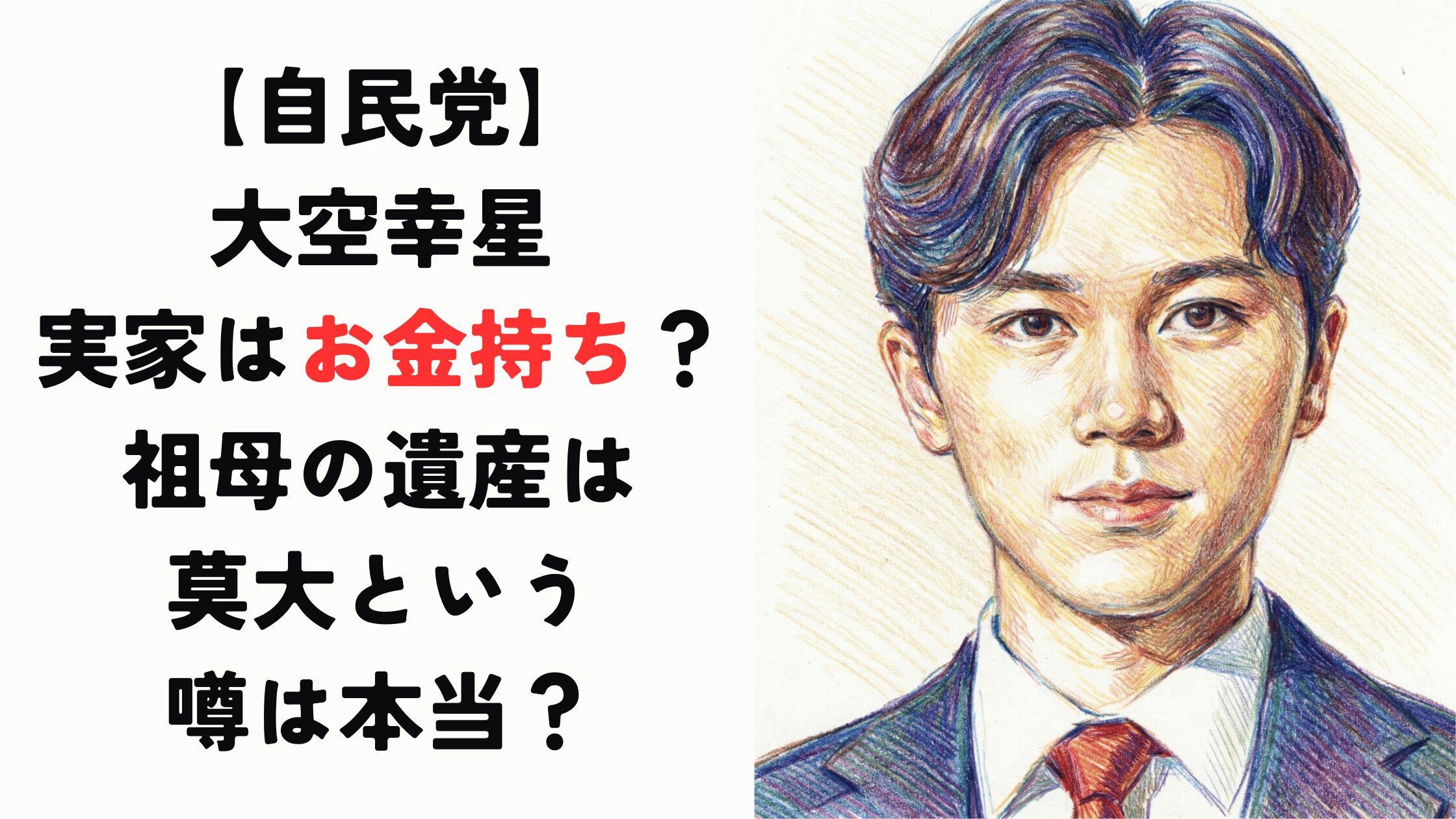 大空幸星の実家は実は金持ち？祖母の遺産は莫大という噂は本当？【自民党】