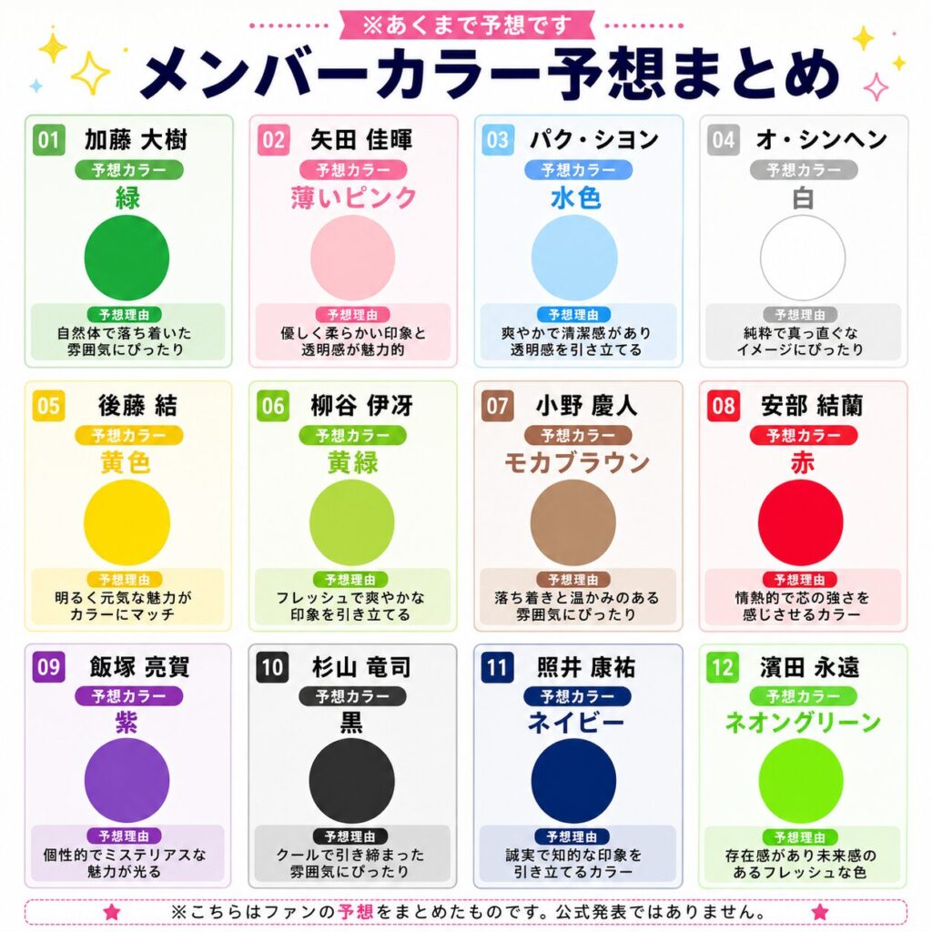 KO1KEYZのメンバーカラー予想の図解